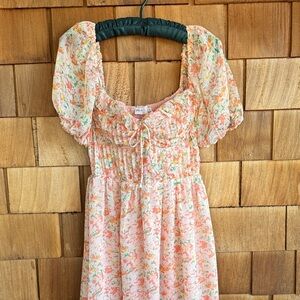 Astr Pink and Green Floral Dress